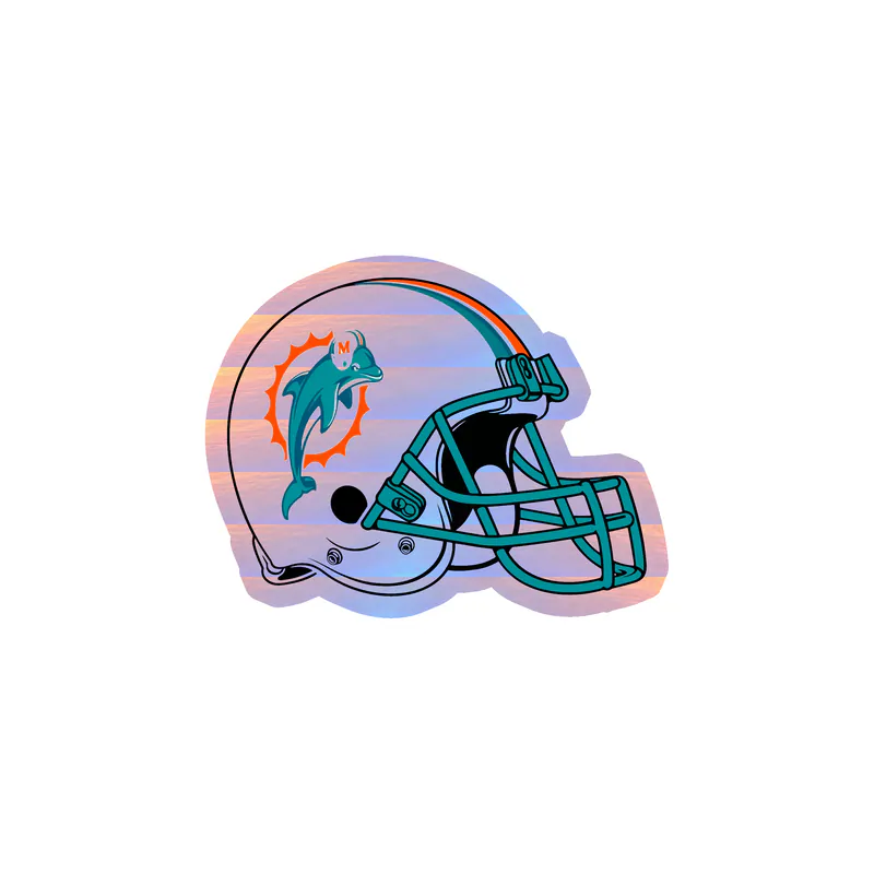 Miami Dolphins - Helmet - Holographic Vinyl Sticker - Custom Size