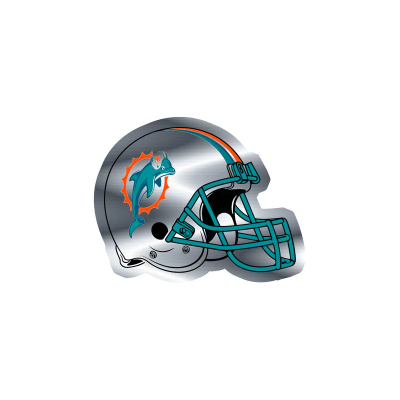 Miami Dolphins - Helmet - Silver Chrome Vinyl Sticker - Custom Size