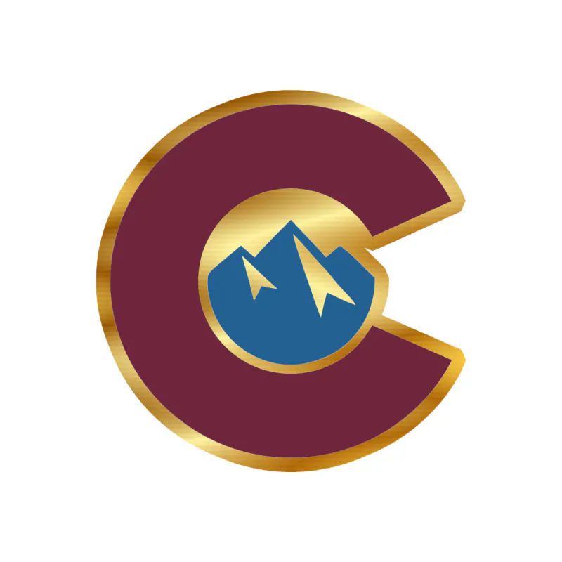 Colorado Avalanche - C With Mountain - Gold Chrome Vinyl Sticker - Custom Size