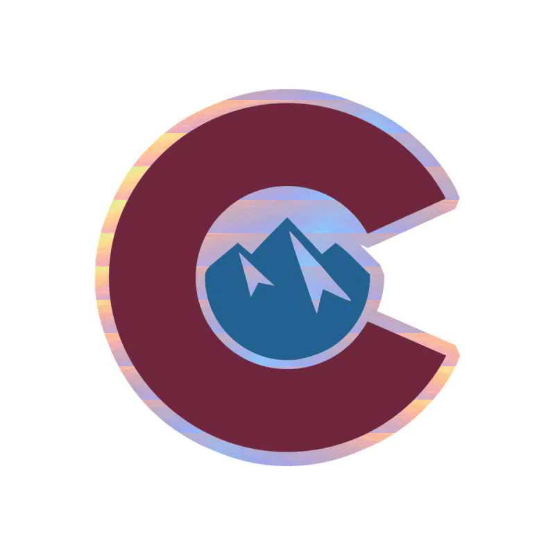 Colorado Avalanche - C With Mountain - Holographic Vinyl Sticker - Custom Size