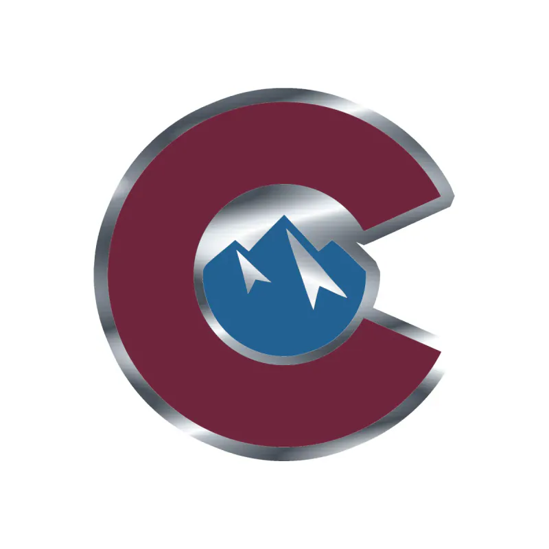 Colorado Avalanche - C With Mountain - Silver Chrome Vinyl Sticker - Custom Size