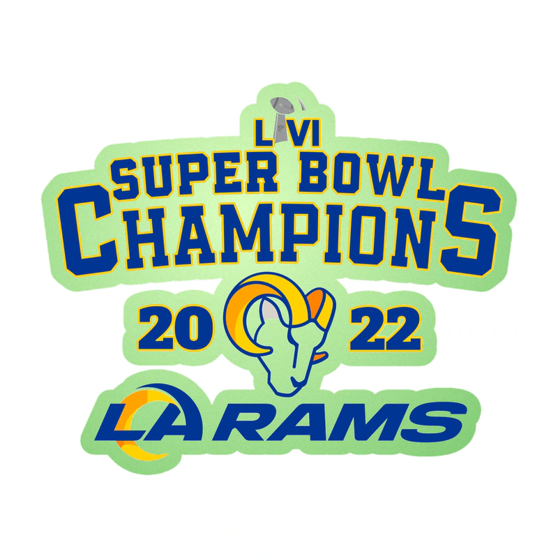 Los Angeles Rams Super Bowl Champion Glow in the Dark Vinyl Sticker - Custom Size