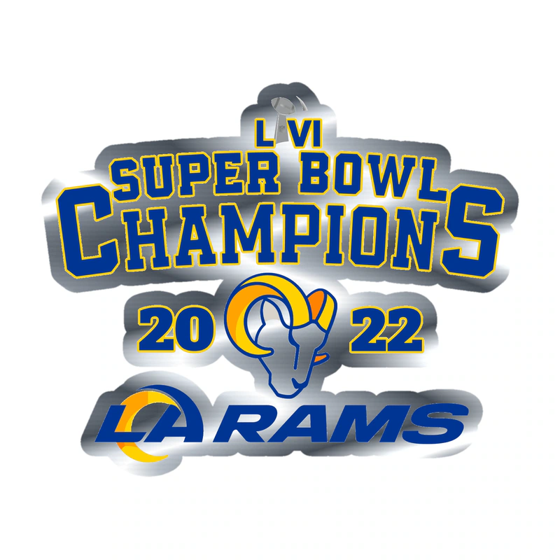 Los Angeles Rams Super Bowl Champion Silver Chrome Vinyl Sticker - Custom Size
