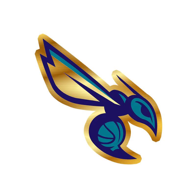 Charlotte hornets - Hornet Side- Gold Chrome Vinyl Sticker - Custom Size