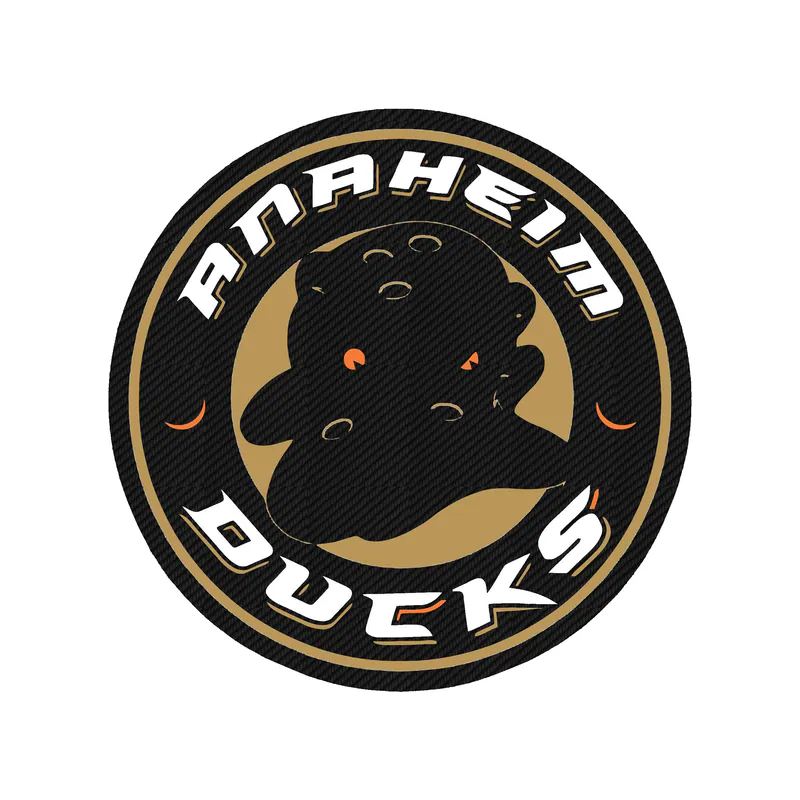 Anaheim Ducks - Circle With Name - Carbon Fiber Vinyl Sticker - Custom Size