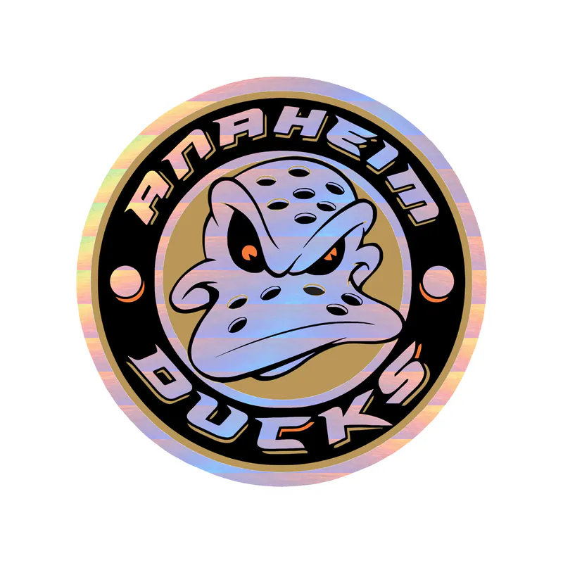 Anaheim Ducks - Circle With Name - Holographic Vinyl Sticker - Custom Size