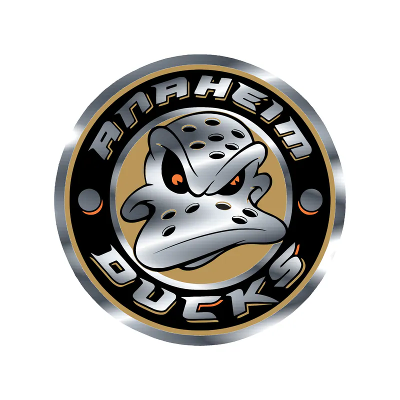 Anaheim Ducks - Circle With Name - Silver Chrome Vinyl Sticker - Custom Size