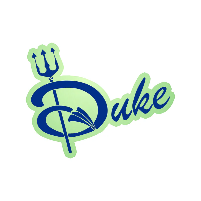 Duke Blue Devils - Duke with Pitch Fork - Glow in the Dark Vinyl Decal - Custom Size