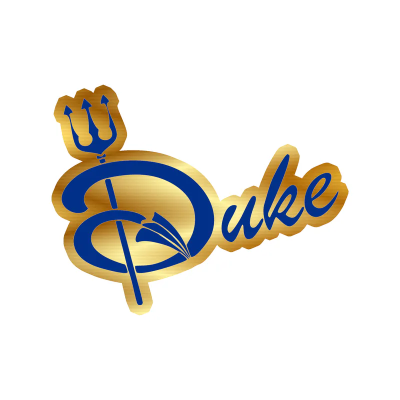Duke Blue Devils - Duke with Pitch Fork - Gold Chrome Vinyl Decal - Custom Size