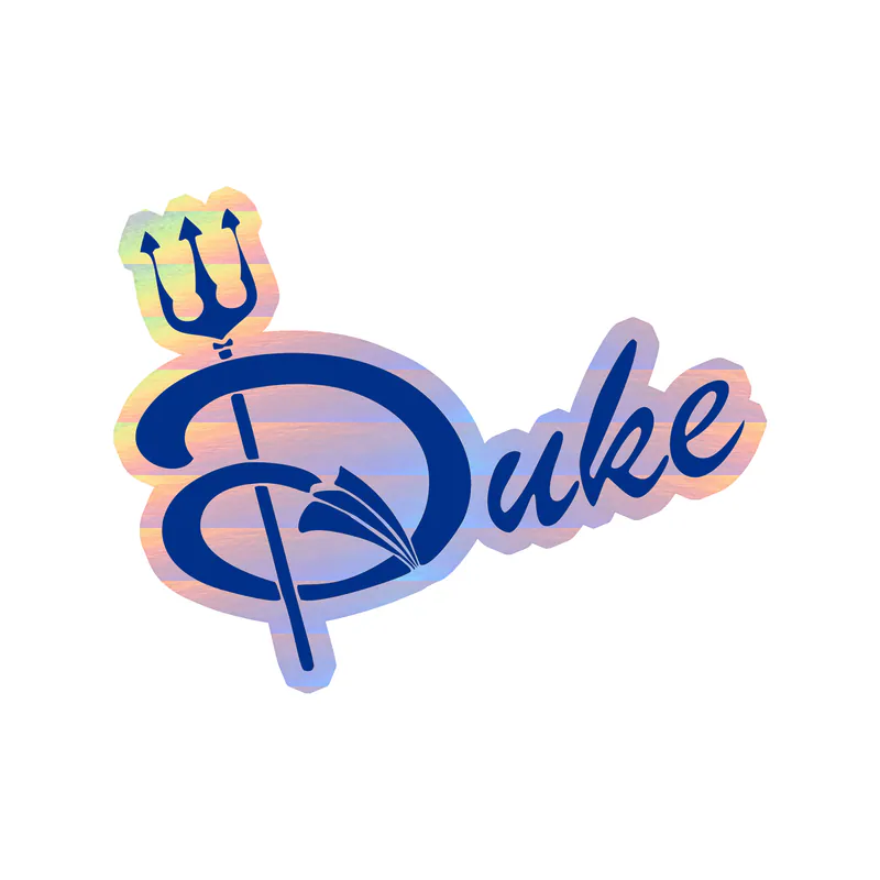 Duke Blue Devils - Duke with Pitch Fork - Holographic Vinyl Decal - Custom Size