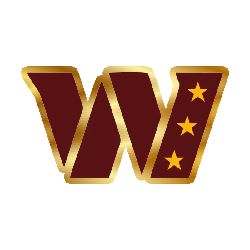 Washington Commanders - Burgundy W- Gold Chrome Vinyl Sticker - Custom Size