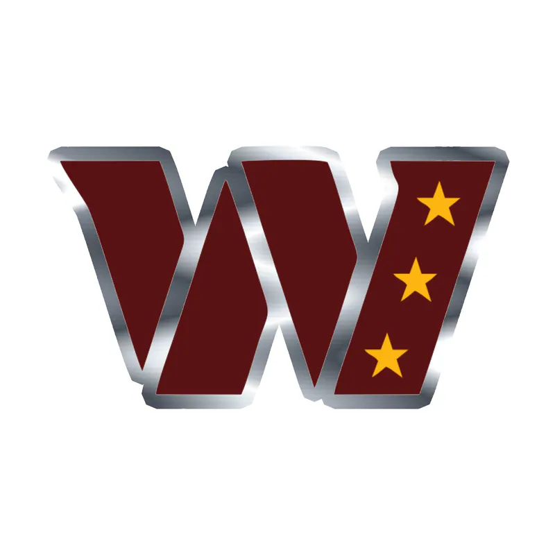 Washington Commanders - Burgundy W- Silver Chrome Vinyl Sticker - Custom Size