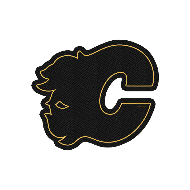 Calgary Flames - White C - Carbon Fiber Vinyl Sticker - Custom Size