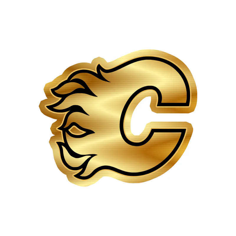 Calgary Flames - White C - Gold Chrome Vinyl Sticker - Custom Size