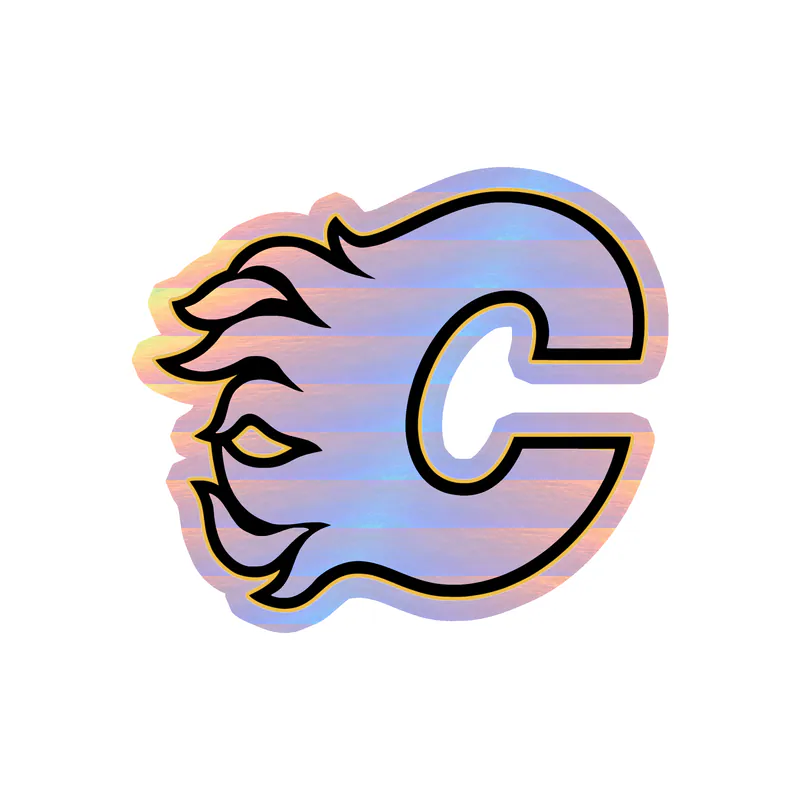 Calgary Flames - White C - Holographic Vinyl Sticker - Custom Size