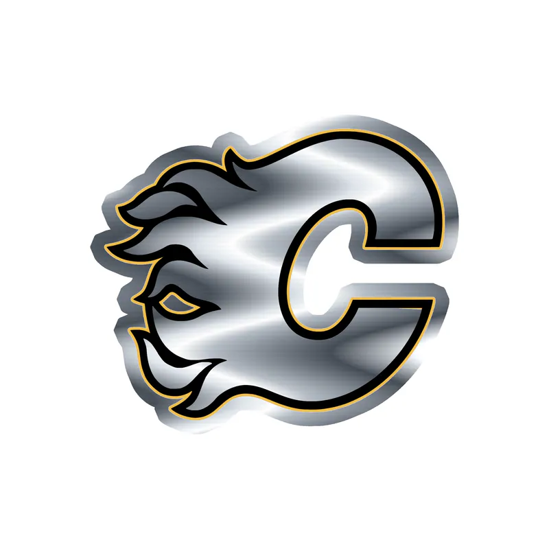 Calgary Flames - White C - Silver Chrome Vinyl Sticker - Custom Size