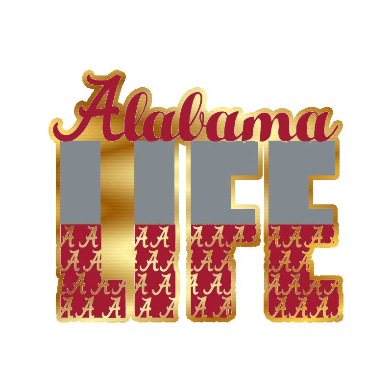 Alabama Crimson Tide - Image 8 - Gold Chrome Vinyl Decal - Custom Size