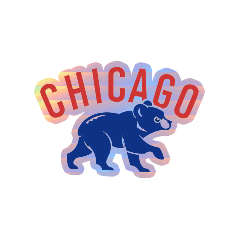 Chicago Cubs - Cub With Chicago - Holographic Vinyl Sticker - Custom Size