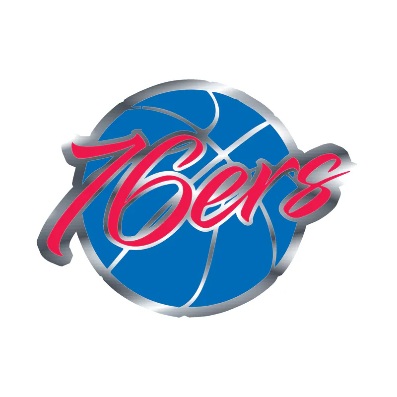Philadelphia 76ers - Image 1 - Silver Chrome Vinyl Sticker - Custom Size