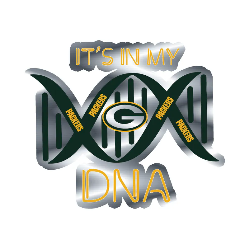 Green Bay Packers - Rectangle - Image 1 - Silver Chrome Vinyl Sticker - Custom Size