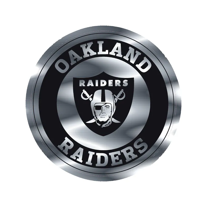 Oakland Raiders Silver Chrome Vinyl Sticker - Custom Size