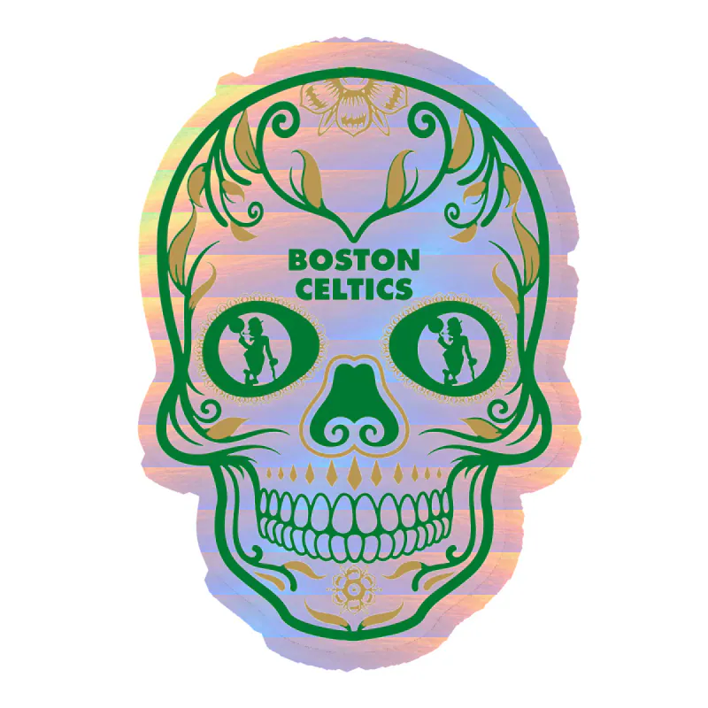Boston Celtics - Sugar Skull - Holographic Vinyl Sticker - Custom Size