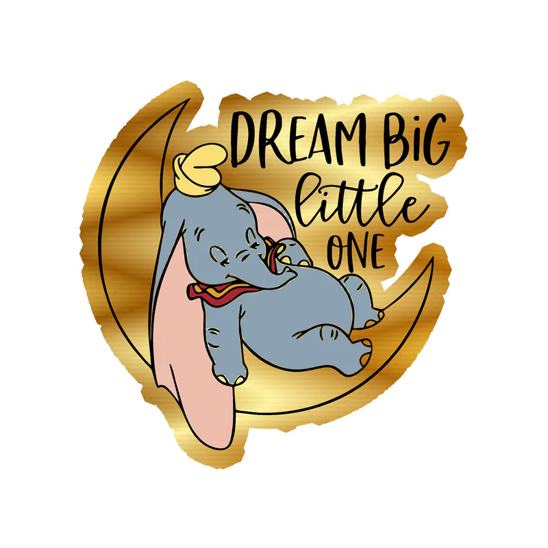 Dumbo Gold Chrome Vinyl Sticker - Custom Size
