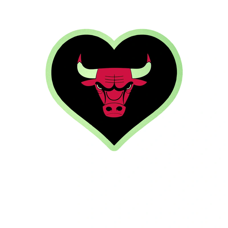 Chicago Bulls - Heart - Glow in the Dark Vinyl Sticker - Custom Size