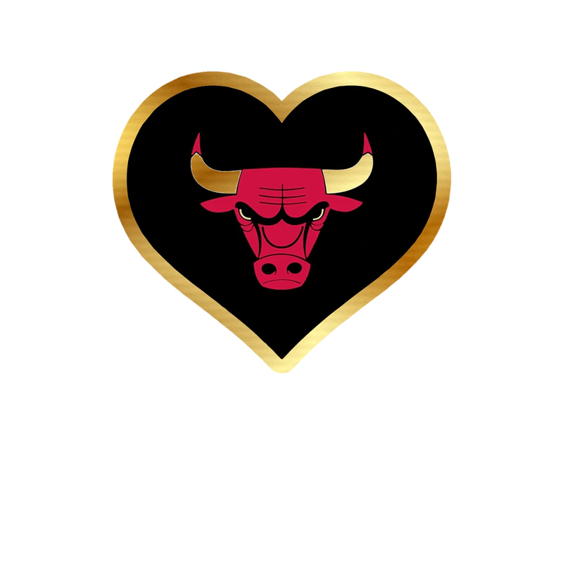 Chicago Bulls - Heart - Gold Chrome Vinyl Sticker - Custom Size