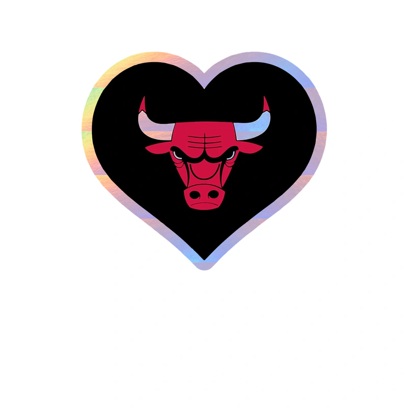 Chicago Bulls - Heart - Holographic Vinyl Sticker - Custom Size