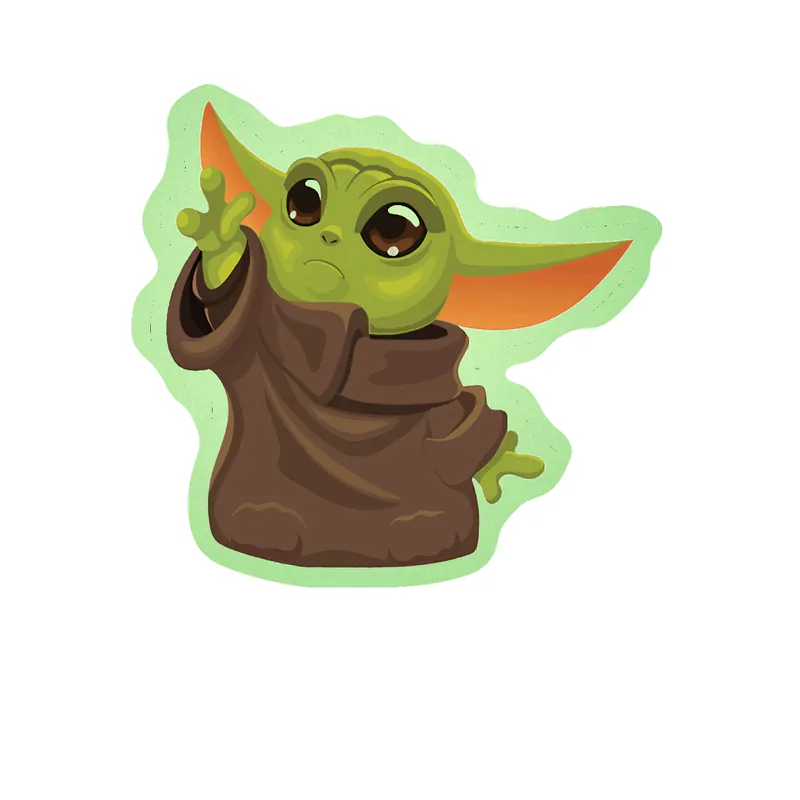 Baby Yoda Glow in the Dark Vinyl Decal - Custom Size