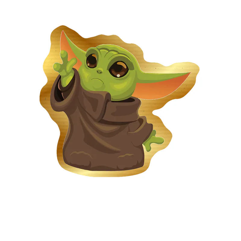 Baby Yoda Gold Chrome Vinyl Decal - Custom Size
