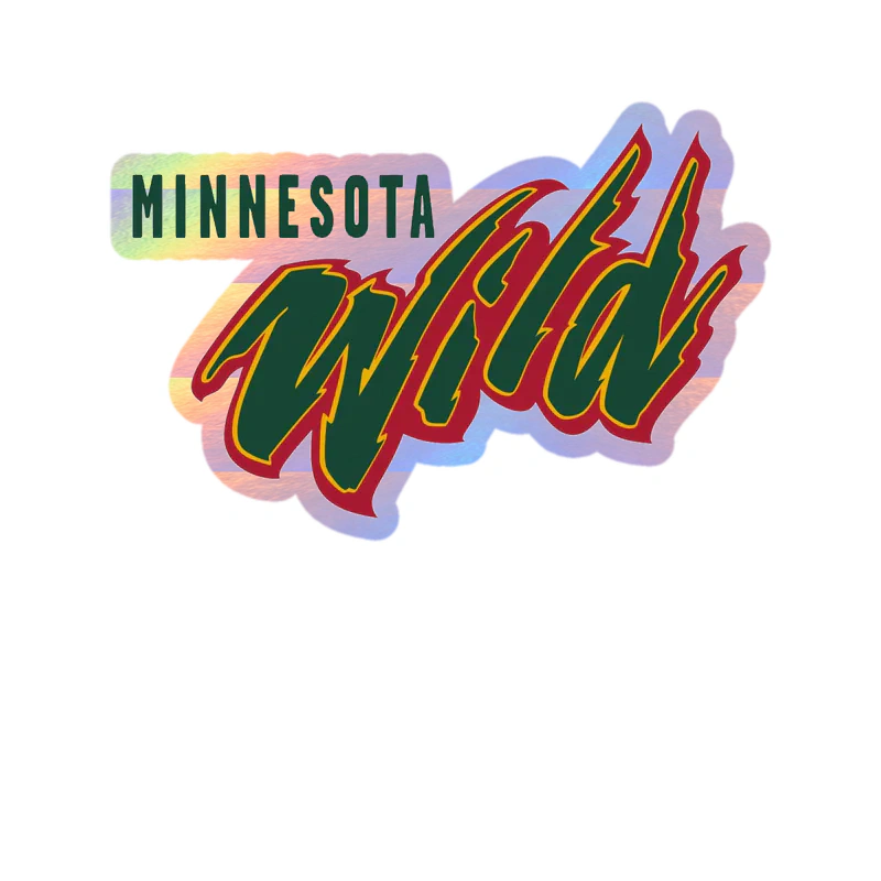 Minnesota Wild - Name - Holographic Vinyl Sticker - Custom Size