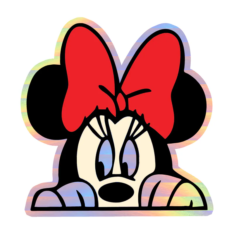 Minnie Peeking Holographic Vinyl Sticker - Custom Size
