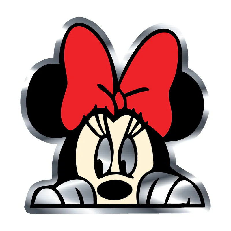 Minnie Peeking Silver Chrome Vinyl Sticker - Custom Size