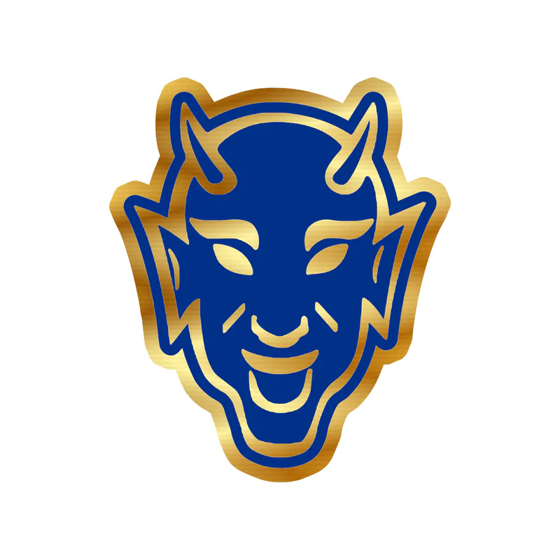 Duke Blue Devils - Devil Head - Gold Chrome Vinyl Decal - Custom Size
