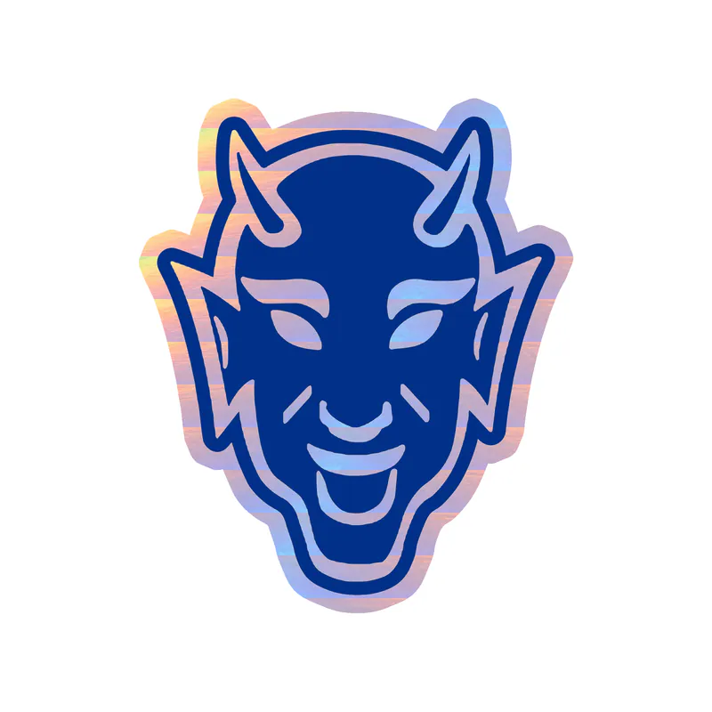 Duke Blue Devils - Devil Head - Holographic Vinyl Decal - Custom Size