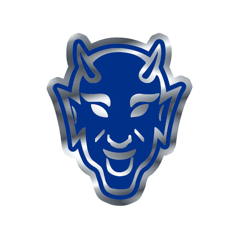 Duke Blue Devils - Devil Head - Silver Chrome Vinyl Decal - Custom Size