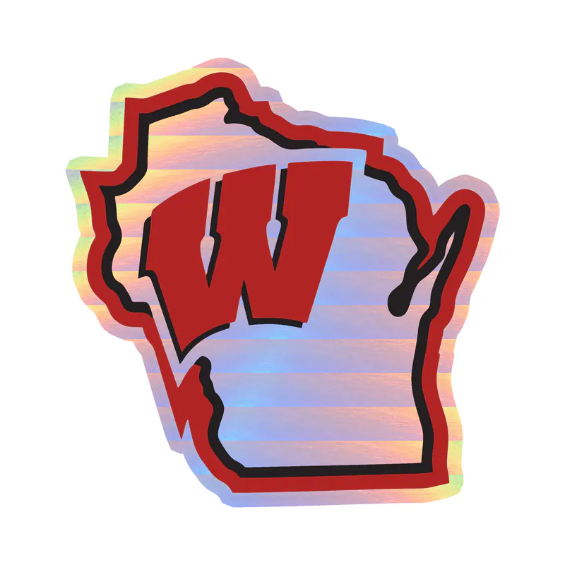 Wisconsin Badgers - State - Holographic Vinyl Decal - Custom Size