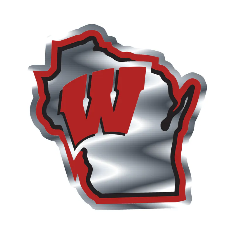 Wisconsin Badgers - State - Silver Chrome Vinyl Decal - Custom Size