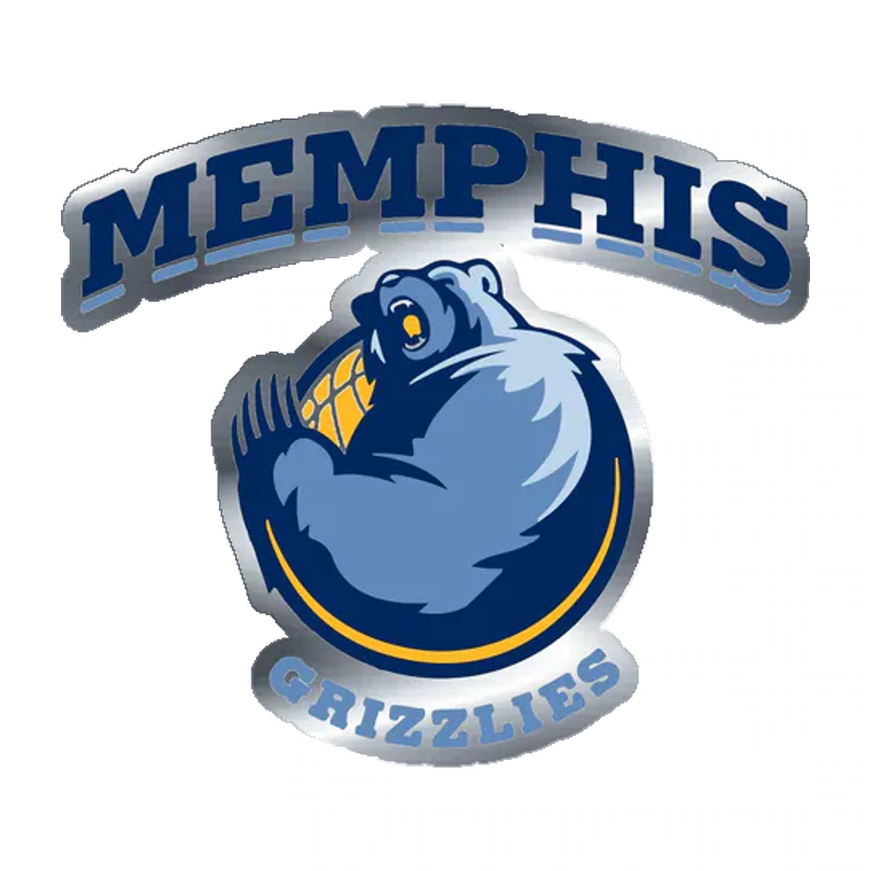 Memphis Grizzlies - Image 4 - Silver Chrome Vinyl Sticker - Custom Size
