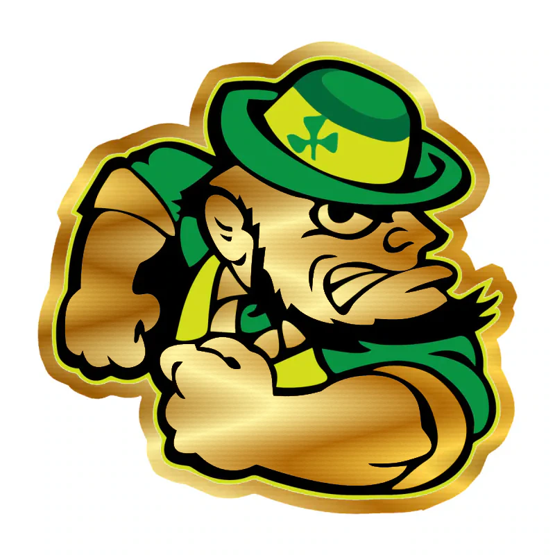 Notre Dame -Leprechaun- Gold Chrome Vinyl Sticker - Custom Size