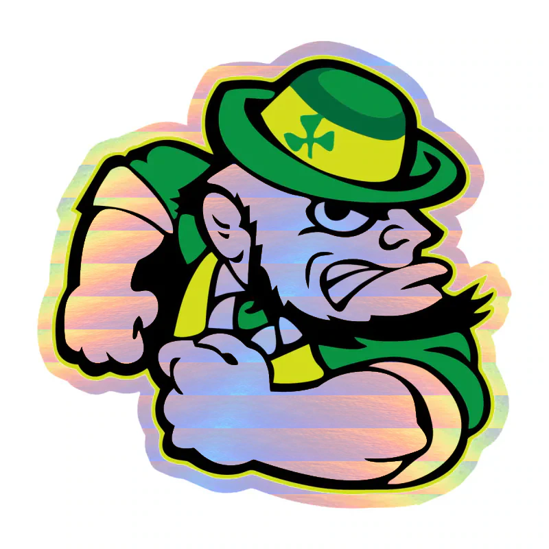 Notre Dame -Leprechaun- Holographic Vinyl Sticker - Custom Size
