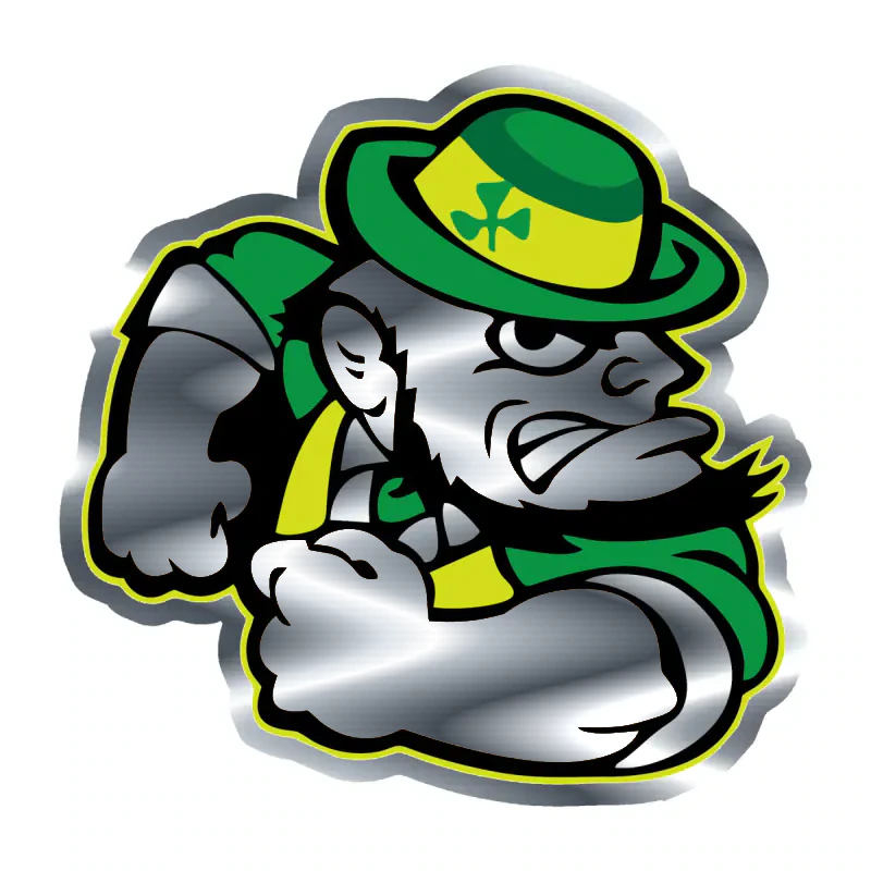 Notre Dame -Leprechaun- Silver Chrome Vinyl Sticker - Custom Size