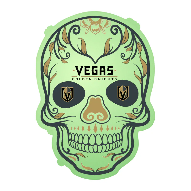 Vegas Golden Knights - Sugar Skull - Glow in the Dark Vinyl Sticker - Custom Size