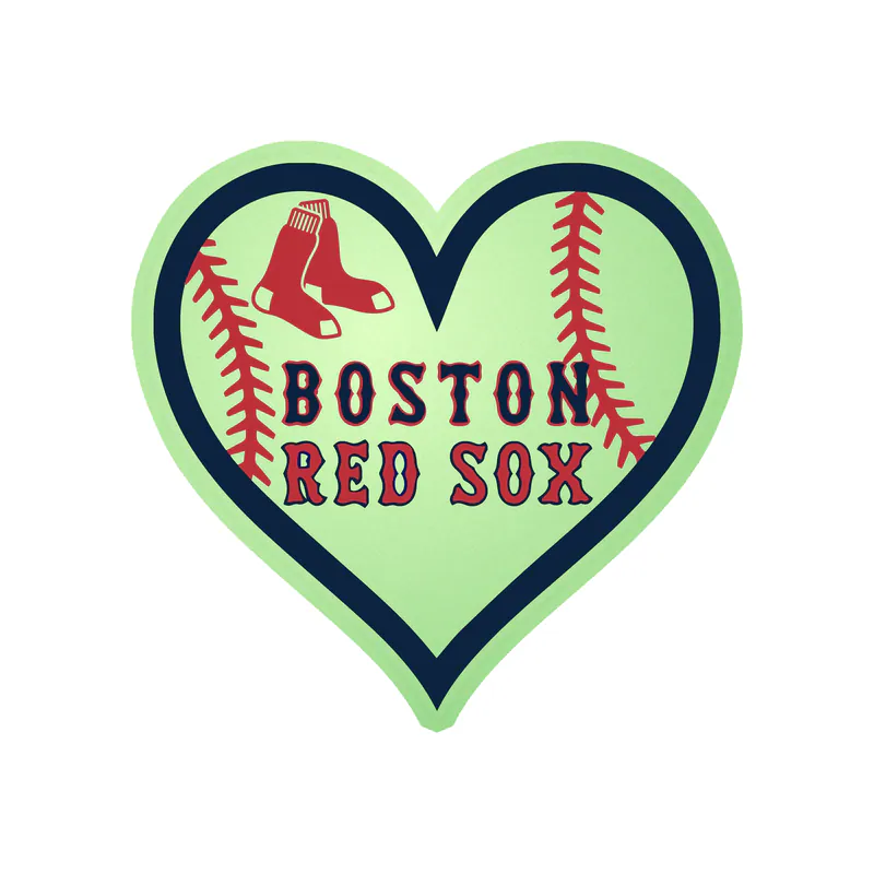 Boston Red Sox - Baseball Heart - Glow in the Dark Vinyl Sticker - Custom Size