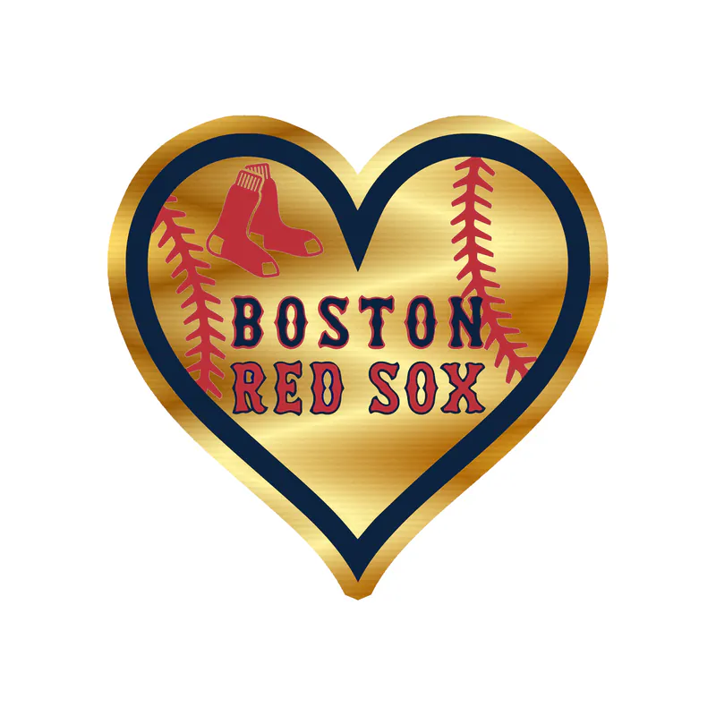 Boston Red Sox - Baseball Heart - Gold Chrome Vinyl Sticker - Custom Size