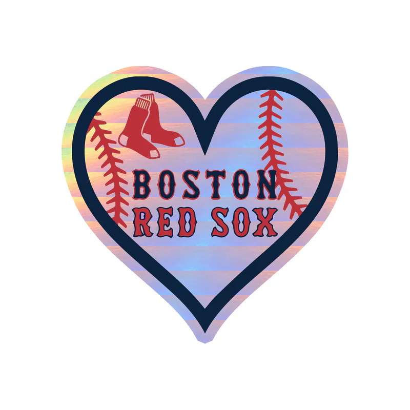 Boston Red Sox - Baseball Heart - Holographic Vinyl Sticker - Custom Size