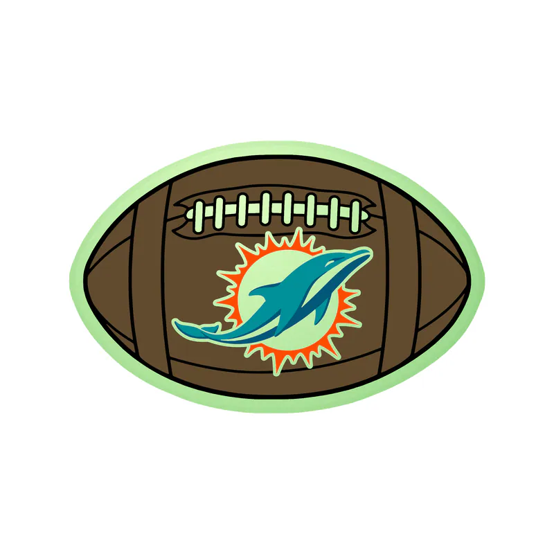 Miami Dolphins - Football - Glow in the Dark Vinyl Sticker - Custom Size