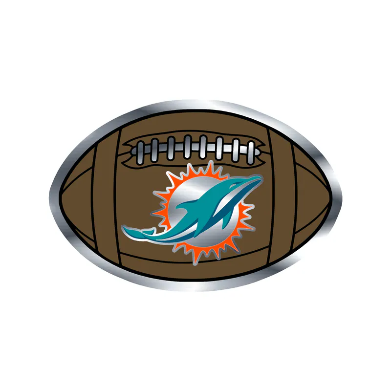 Miami Dolphins - Football - Silver Chrome Vinyl Sticker - Custom Size